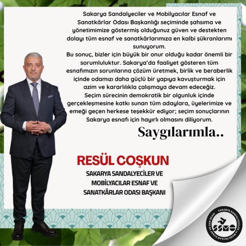 Resul Çoşkun teşekkür etti.