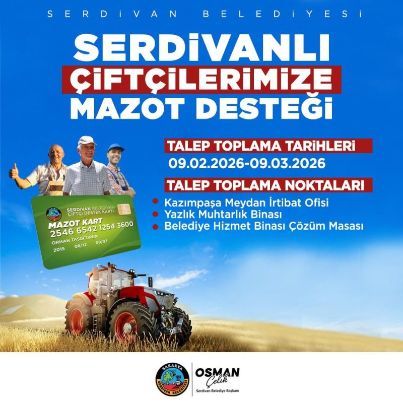 Serdivan’da Mazot Desteği İçin Başvuru Süreci Başlıyor